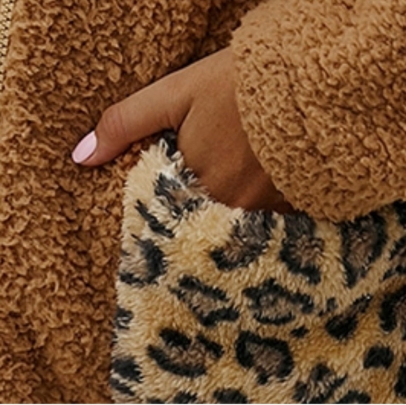 New Faux Fur Lapel Teddy Bear Leopard Jacket - Picture 6 of 8